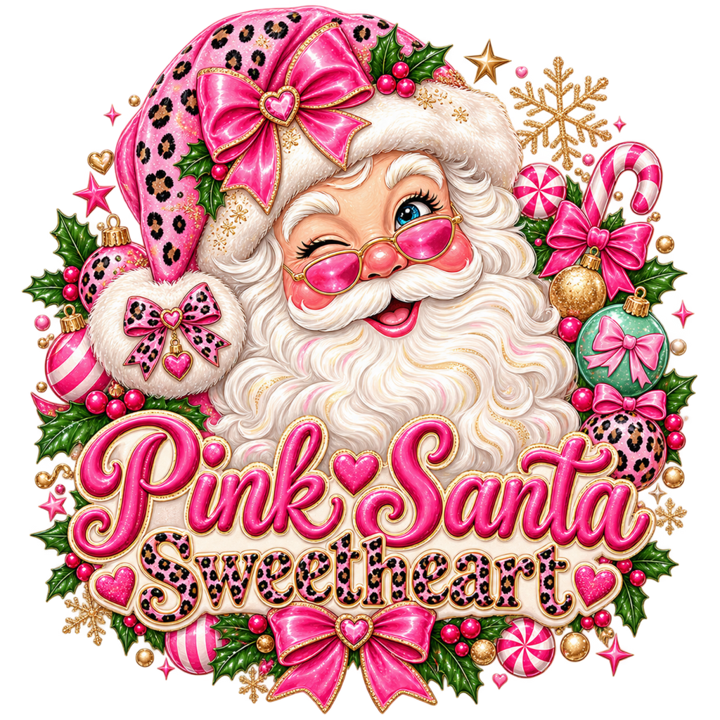 Pink Santa Sweetheart transfer design