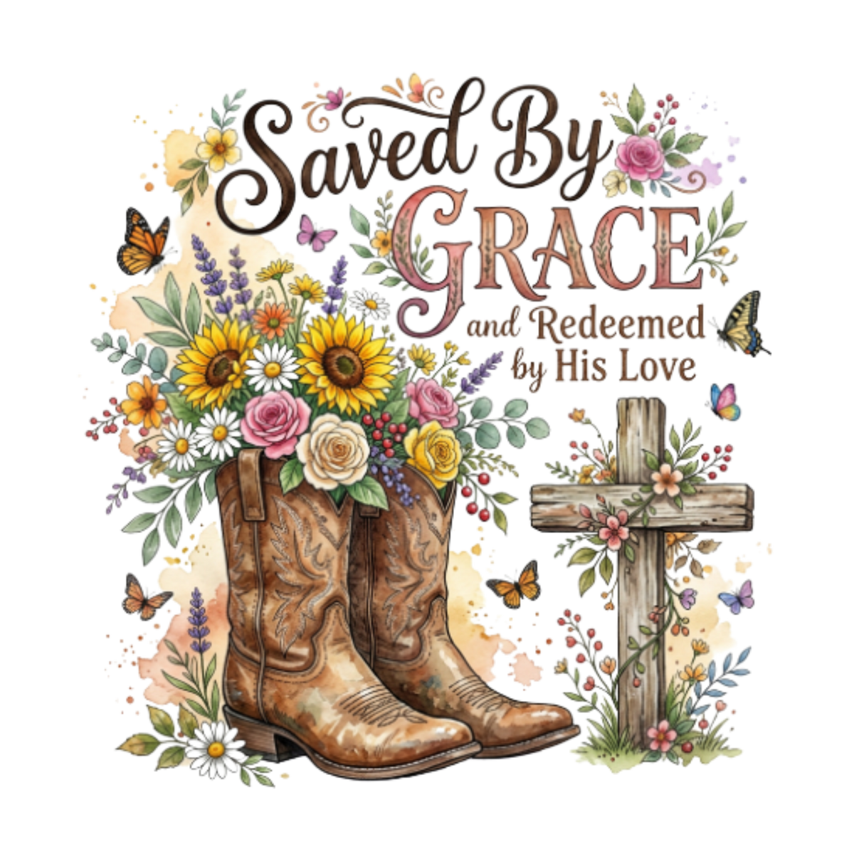 The Lord Is My Strength And My Song Floral Cross design