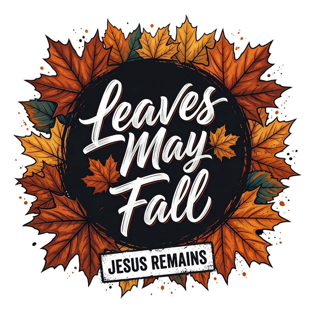 Leaves May Fall Jesus Remains DTF transfer design
