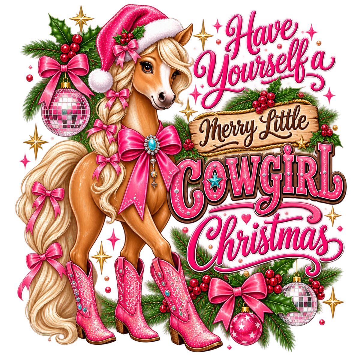 Have Yourself a Merry Little Cowgirl Christmas transfer design