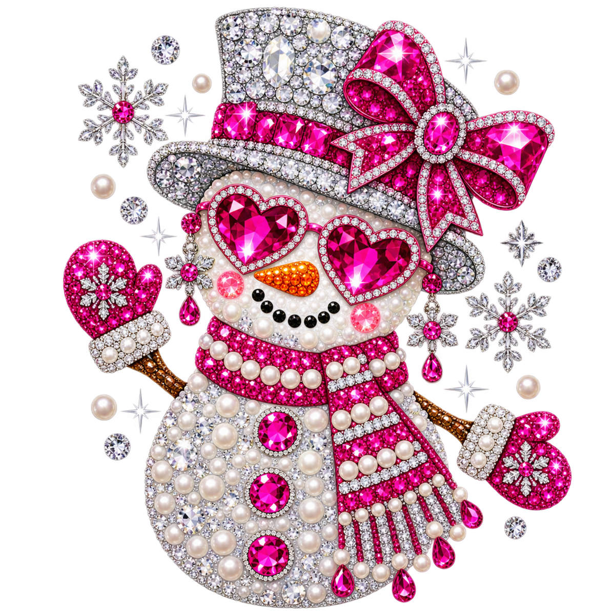 Glam rhinestone snowman transfer design