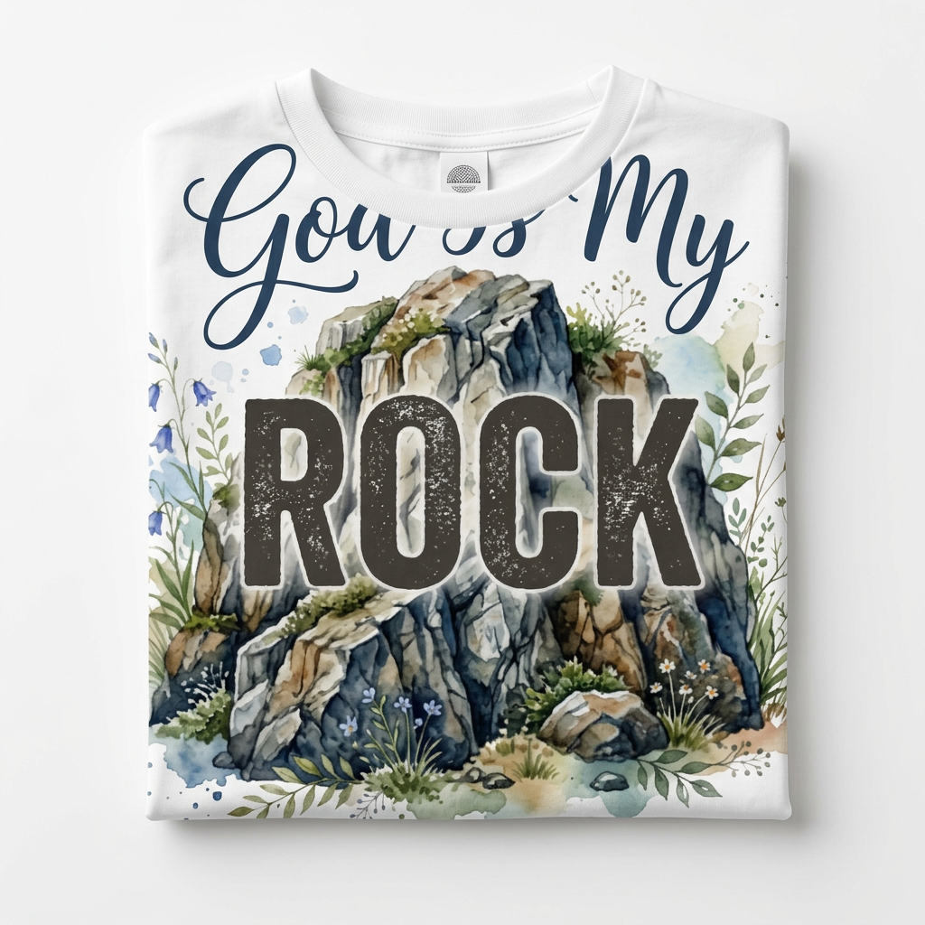 God Is My Rock Tee flat lay