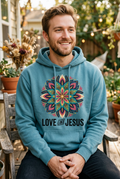 Love Like Jesus Floral teal hoodie mockup