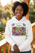 Team Jesus Floral white hoodie mockup