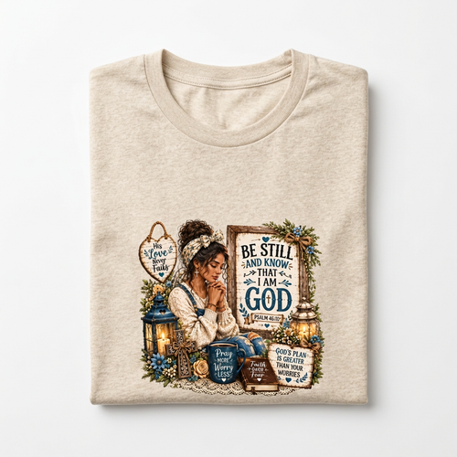Be Still and Know I Am God folded flat lay