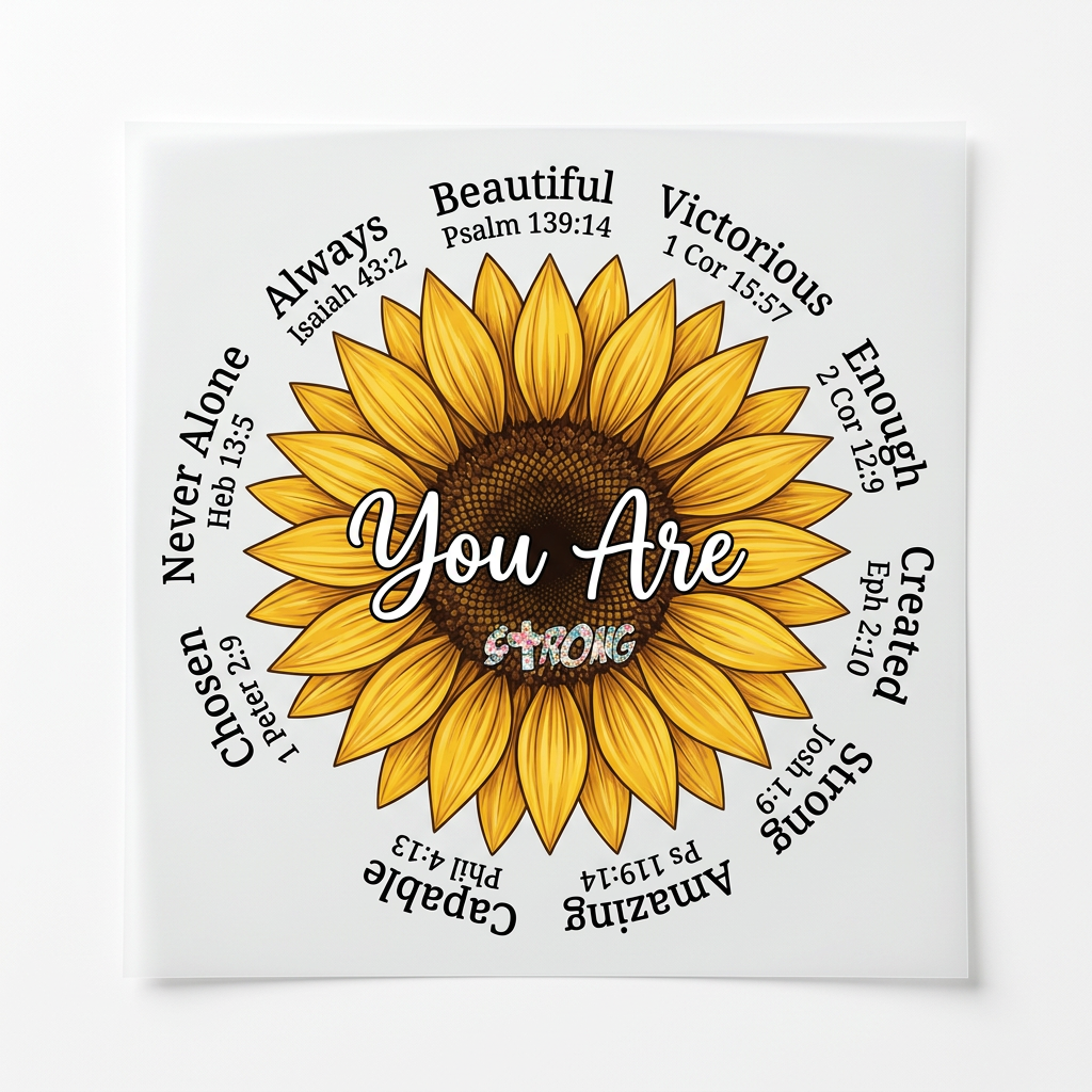 You Are sunflower scripture DTF transfer