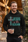 Jesus is the Reason black hoodie mockup