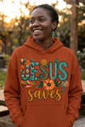 Jesus Saves rust hoodie mockup