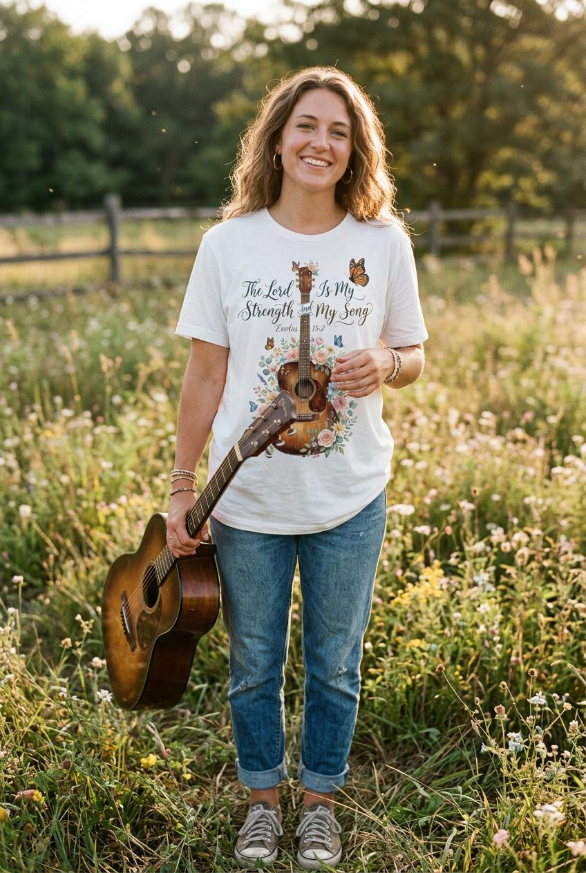 The Lord Is My Strength And My Song Tee mockup