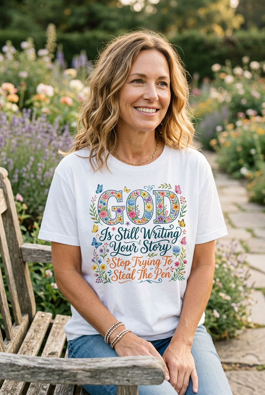 God Is Still Writing Your Story Tee mockup