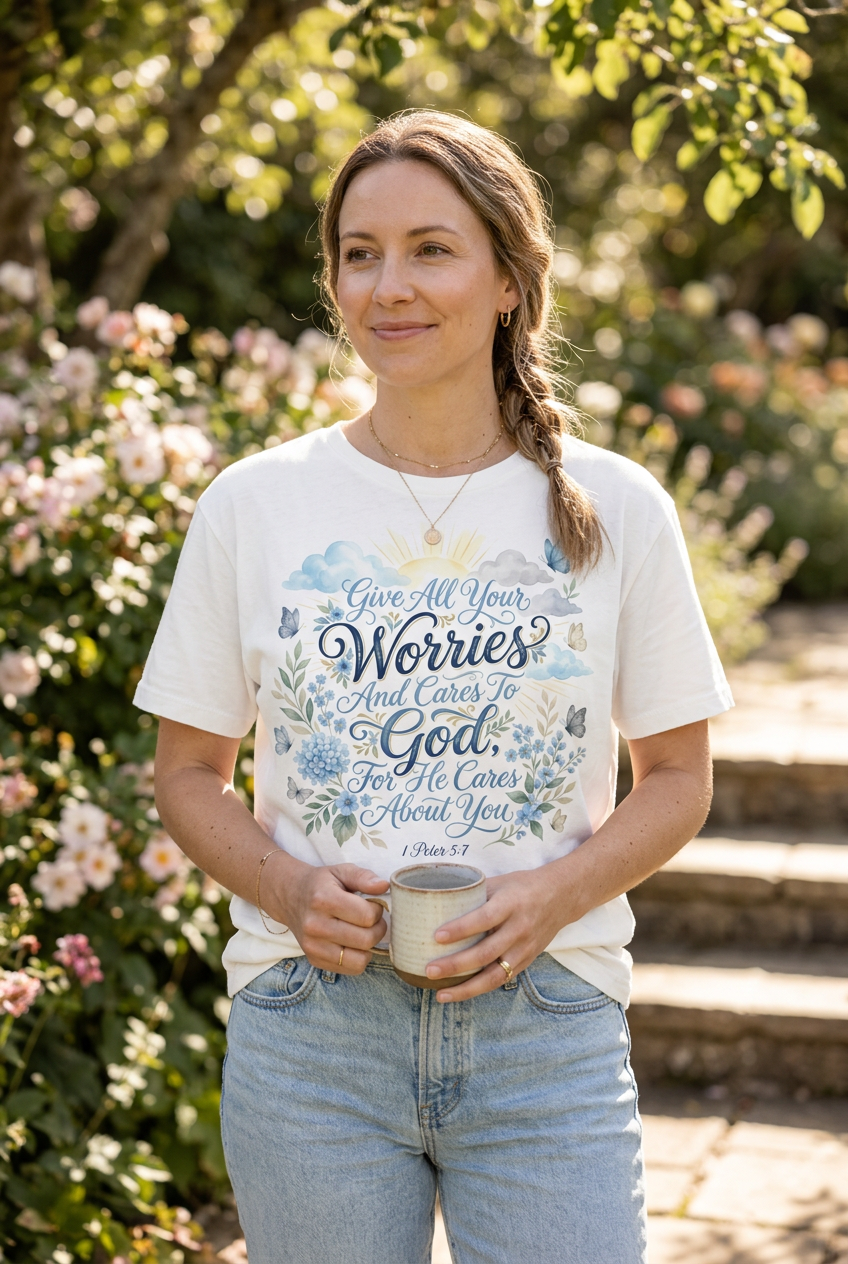 Give All Your Worries To God Tee mockup