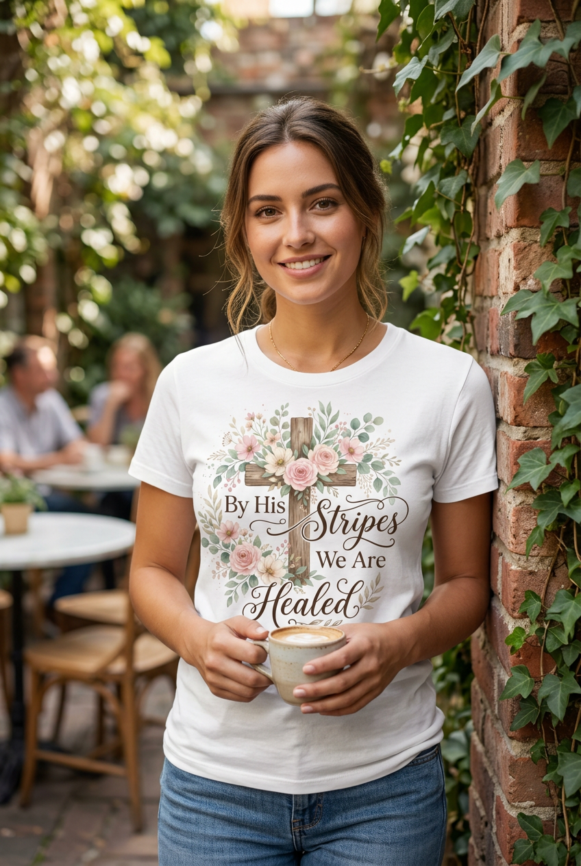 By His Stripes We Are Healed Tee mockup