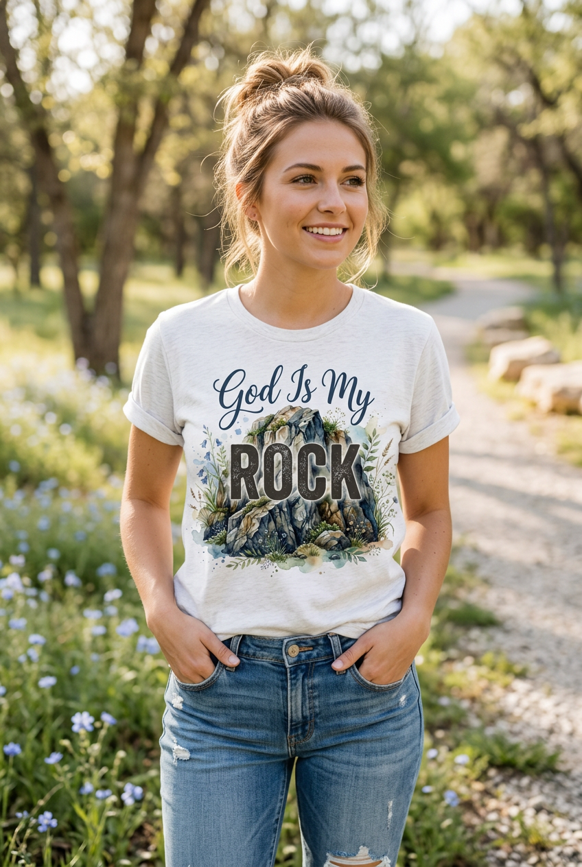 God Is My Rock Tee mockup