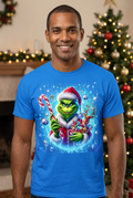 Grinch Christmas Tee blue shirt lifestyle mockup