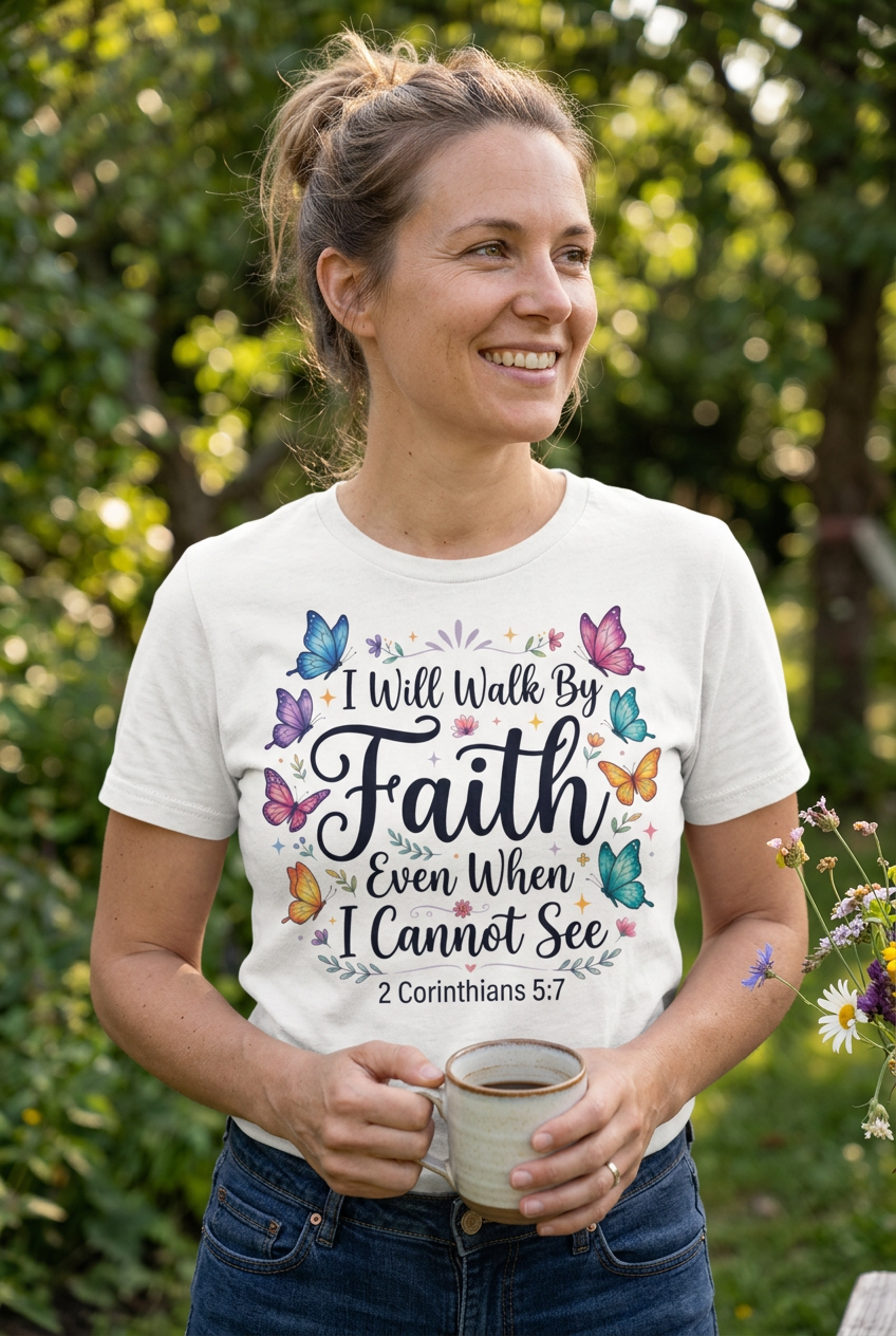 I Will Walk By Faith Tee mockup