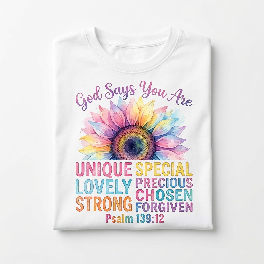 God Says You Are Tee flat lay