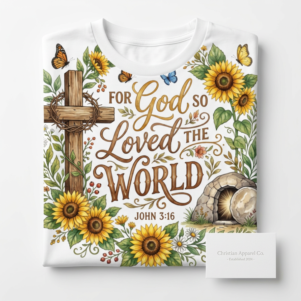 For God So Loved The World Tee flat lay