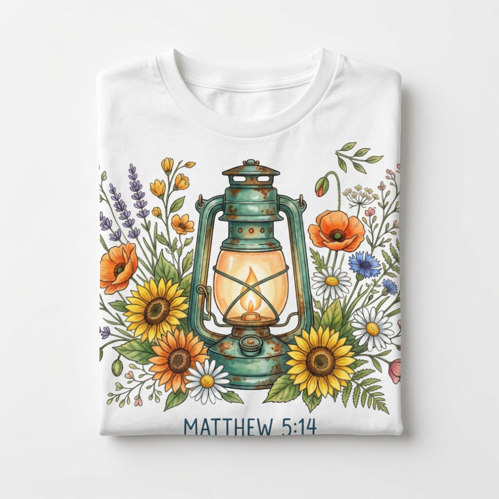 Be The Light Tee flat lay