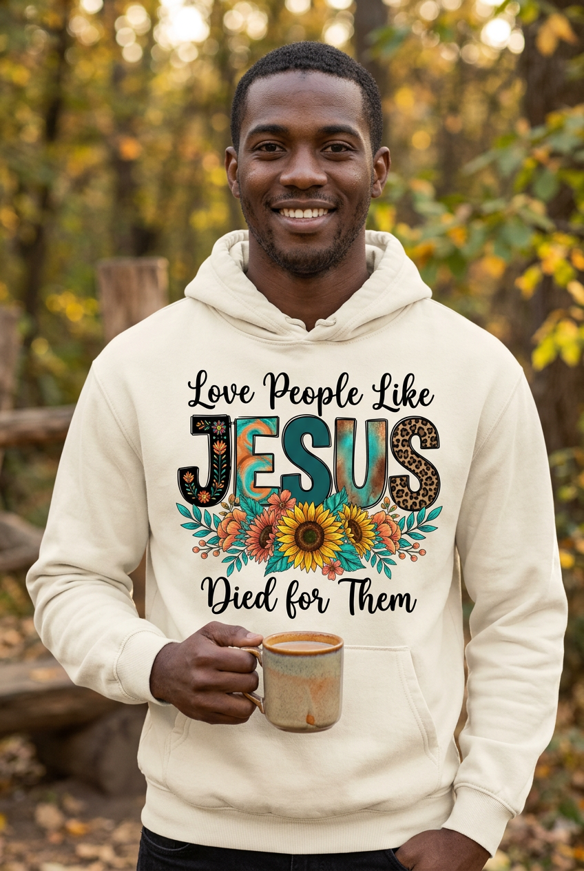 Love People Like Jesus Died for Them cream hoodie mockup